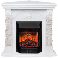 Каминокомплект ATHENA CORNER/АТЛАНТА УГЛ. GR Белый дуб с очагом Электроочаг MAJESTIC LUX/МАДЖЕСТИК